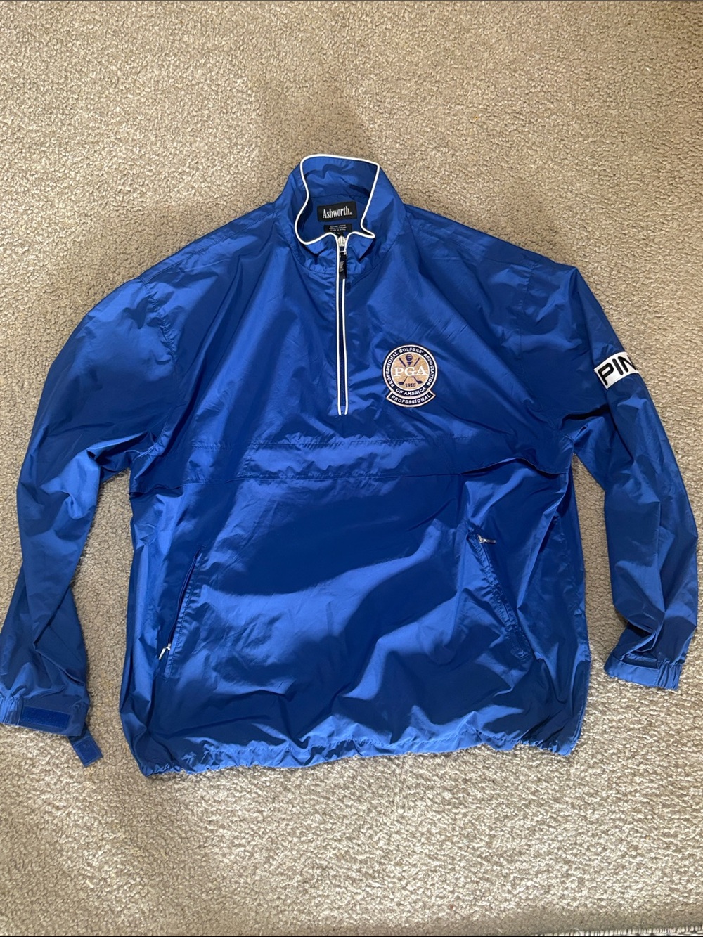Ash worth Royal Blue Windbreaker Pullover Jacket size XL PGA PING
